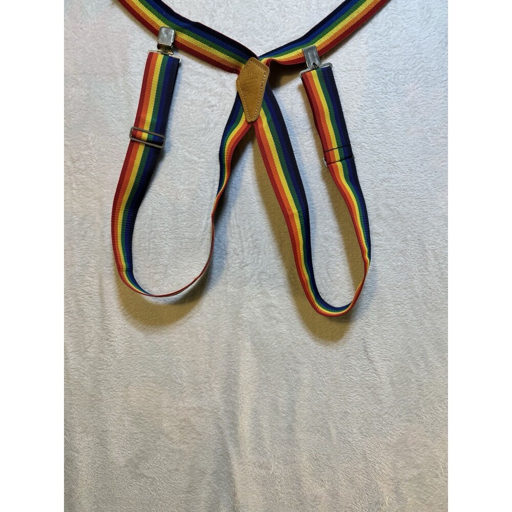 Vintage R & J Rainbow Clip On‎ Suspenders LGBTQI Pride USA
